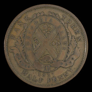 Canada, Banque de Québec, 1/2 penny : 1837