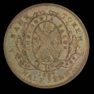 Canada, Banque de Québec, 1/2 penny : 1837