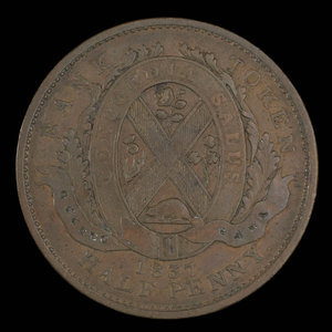 Canada, Banque de Québec, 1/2 penny : 1837