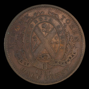 Canada, Banque de Montréal, 1/2 penny : 1837