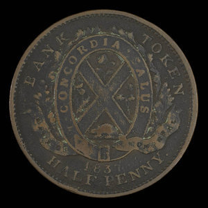 Canada, Banque de Montréal, 1/2 penny : 1837