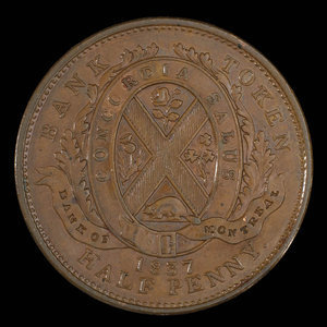 Canada, Banque de Montréal, 1/2 penny : 1837