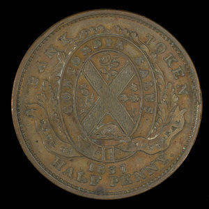 Canada, Banque de Montréal, 1/2 penny : 1837