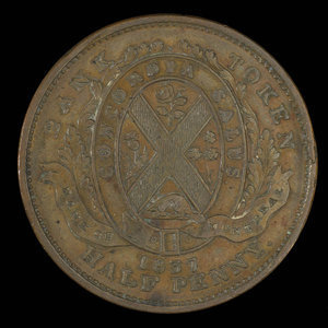 Canada, Banque de Montréal, 1/2 penny : 1837