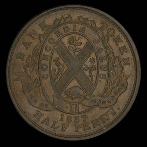 Canada, Banque de Montréal, 1/2 penny : 1837