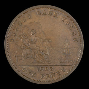 Canada, Banque de Québec, 1 penny : 1852