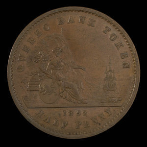 Canada, Banque de Québec, 1/2 penny : 1852