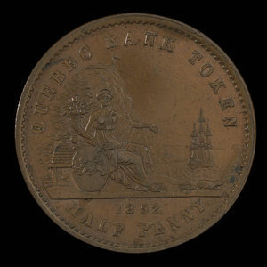 Canada, Banque de Québec, 1/2 penny : 1852