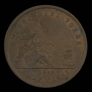 Canada, Banque de Québec, 1/2 penny : 1852