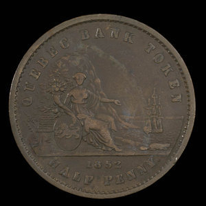 Canada, Banque de Québec, 1/2 penny : 1852