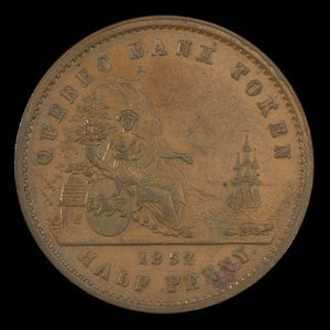 Canada, Banque de Québec, 1/2 penny : 1852