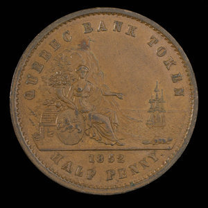 Canada, Banque de Québec, 1/2 penny : 1852