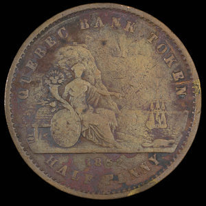 Canada, Banque de Québec, 1/2 penny : 1852