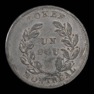 Canada, Société d'archéologie et de numismatique de Montréal, 1 sou : 1865