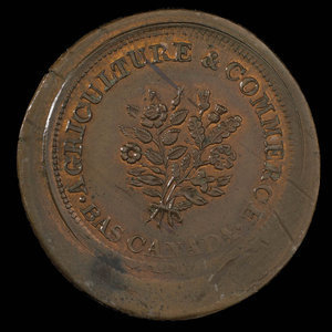 Canada, Société d'archéologie et de numismatique de Montréal, 1 sou : 1865