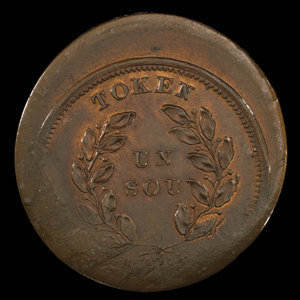 Canada, Société d'archéologie et de numismatique de Montréal, 1 sou : 1865