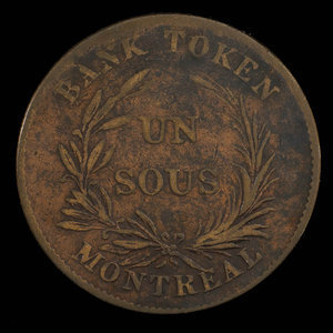 Canada, Banque de Montréal, 1 sou : 1838