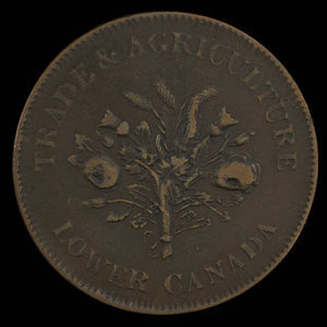 Canada, Banque de Montréal, 1 sou : 1838