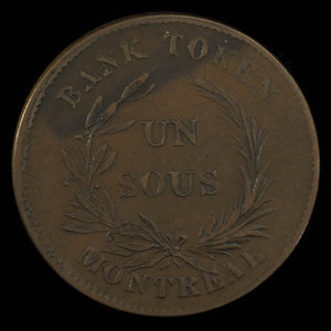 Canada, Banque de Montréal, 1 sou : 1838