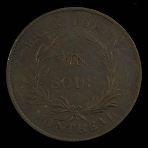 Canada, Banque de Montréal, 1 sou : 1838