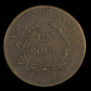 Canada, Banque de Montréal, 1 sou : 1838