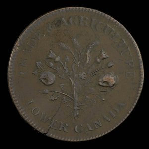 Canada, Banque de Montréal, 1 sou : 1838