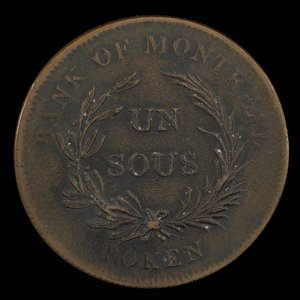 Canada, Banque de Montréal, 1 sou : 1838