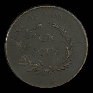 Canada, Banque de Montréal, 1 sou : 1838