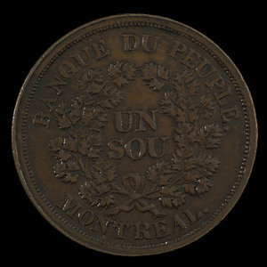 Canada, Banque du Peuple (People's Bank), 1 sou : 1838