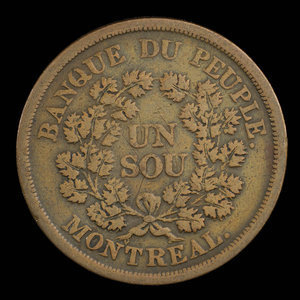 Canada, Banque du Peuple (People's Bank), 1 sou : 1838