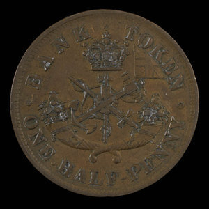 Canada, Bank of Upper Canada (York), 1/2 penny : 1854