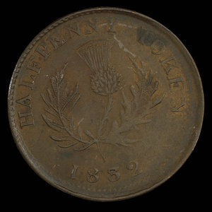 Canada, Province de la Nouvelle-Écosse, 1/2 penny : 1832