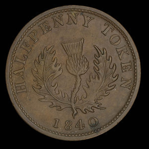 Canada, Province de la Nouvelle-Écosse, 1/2 penny : 1840