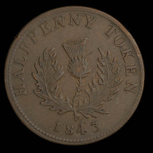 Canada, Province de la Nouvelle-Écosse, 1/2 penny : 1843