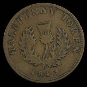 Canada, Province de la Nouvelle-Écosse, 1/2 penny : 1843