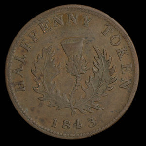 Canada, Province de la Nouvelle-Écosse, 1/2 penny : 1843