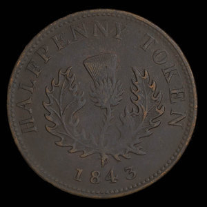 Canada, Province de la Nouvelle-Écosse, 1/2 penny : 1843
