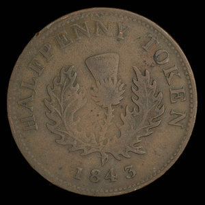 Canada, Province de la Nouvelle-Écosse, 1/2 penny : 1843