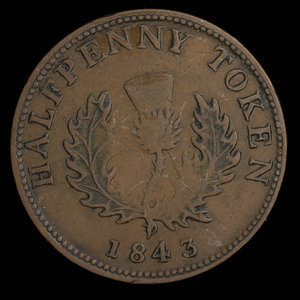 Canada, Province de la Nouvelle-Écosse, 1/2 penny : 1843