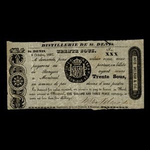 Canada, Wfd. Nelson & Cie., 30 sous : 9 octobre 1837