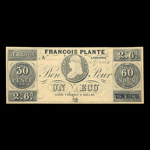 Canada, François Plante, 60 sous : 1 septembre 1837