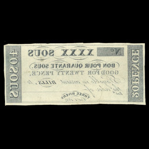 Canada, Hart's Bank, 40 sous : 1 octobre 1837