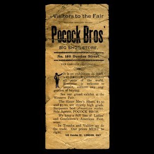 Canada, Pocock Bros., aucune dénomination : 1887