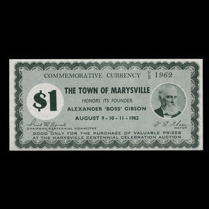 Canada, Ville de Marysville, 1 dollar : 1962
