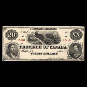 Canada, Province du Canada, 20 dollars : 1866