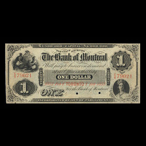 Canada, Banque de Montréal, 1 dollar : 1 février 1853