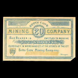 Canada, Betts Cove Mining Company, 20 cents : 1886