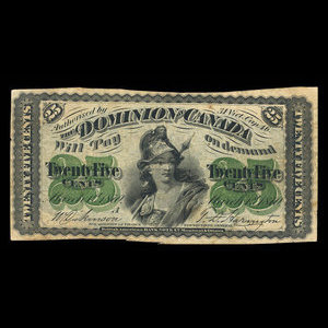 Canada, Dominion du Canada, 25 cents : 1 mars 1870