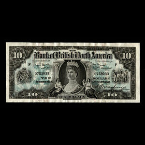 Canada, Bank of British North America, 10 dollars : 3 juillet 1911