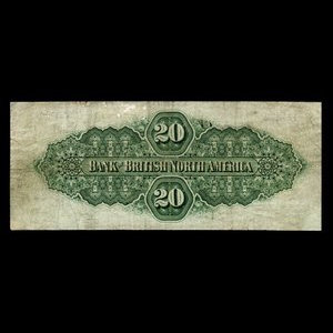 Canada, Bank of British North America, 20 dollars : 3 juillet 1877